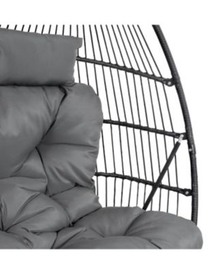 Outdoor Andrei Hanging Double Egg Chair with Cushion and Headrests - Dark Gray