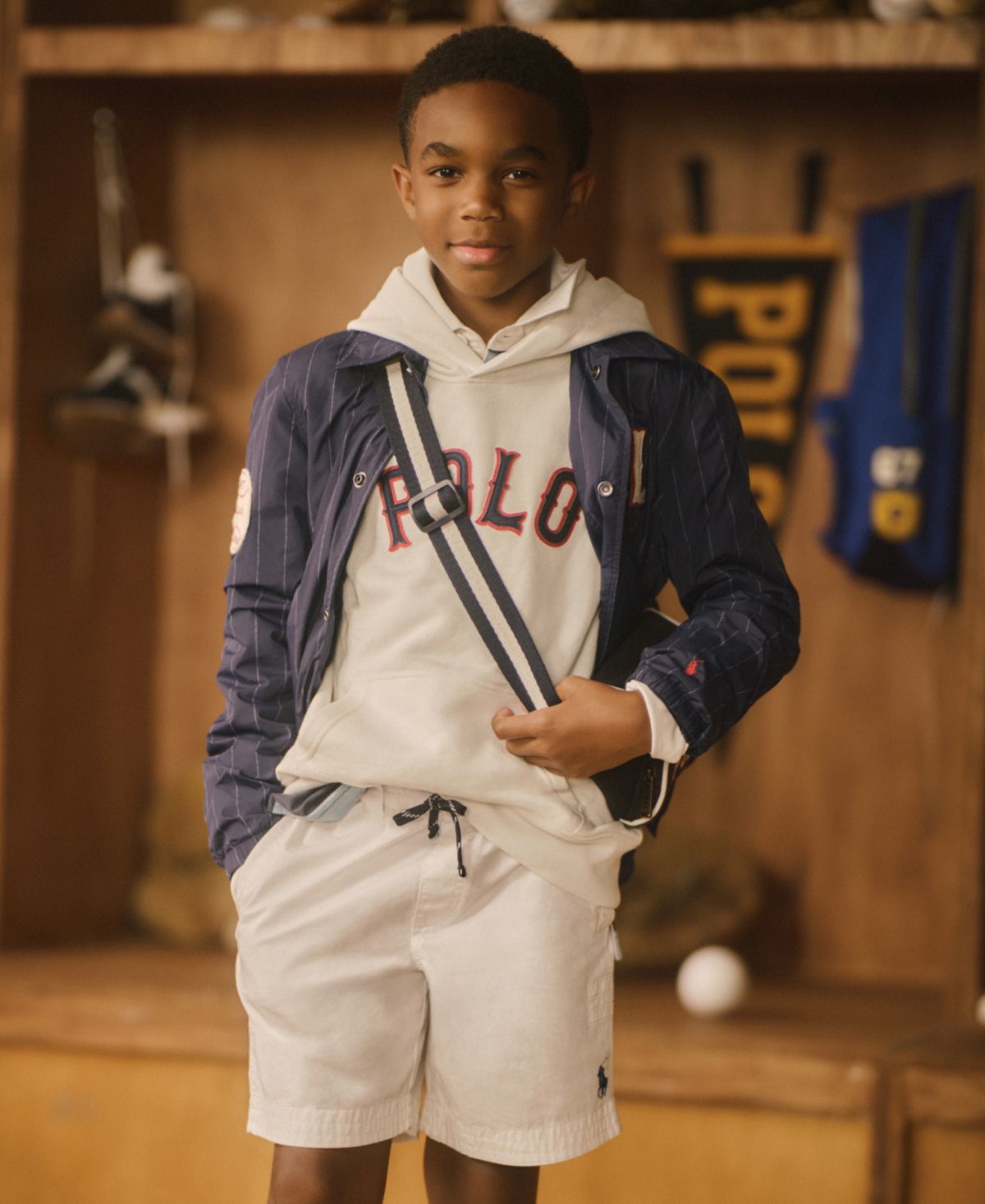 Polo Ralph Lauren Big Boys Baseball Logo Fleece Hoodie In Paper White