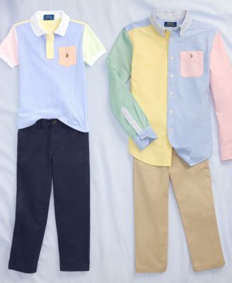 Polo Ralph Lauren Big Boys Striped Oxford Mesh Polo Shirt - Macy's