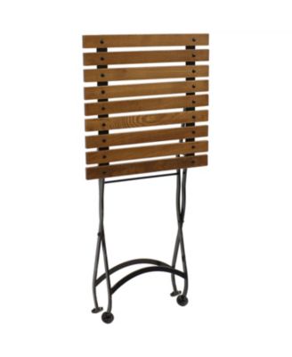 Chestnut Wood Folding Square Patio Accent Side Table - 20" - Brown