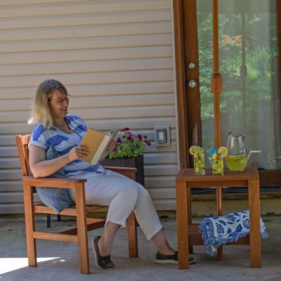 Outdoor Meranti Wood with Teak Oil Finish Patio Table and Chairs Conversation Set - Brown - 3pc