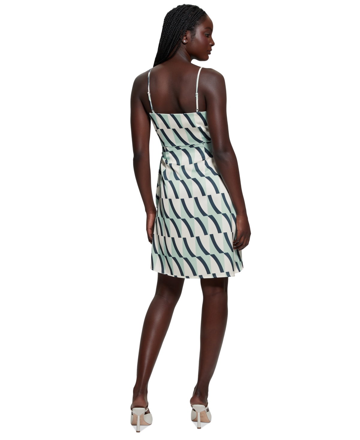 Guess Women's Solona Printed Faux-wrap Sleeveless Dress In Sail Away Print