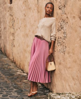 Women's Pleated Satin Charmeuse Skirt