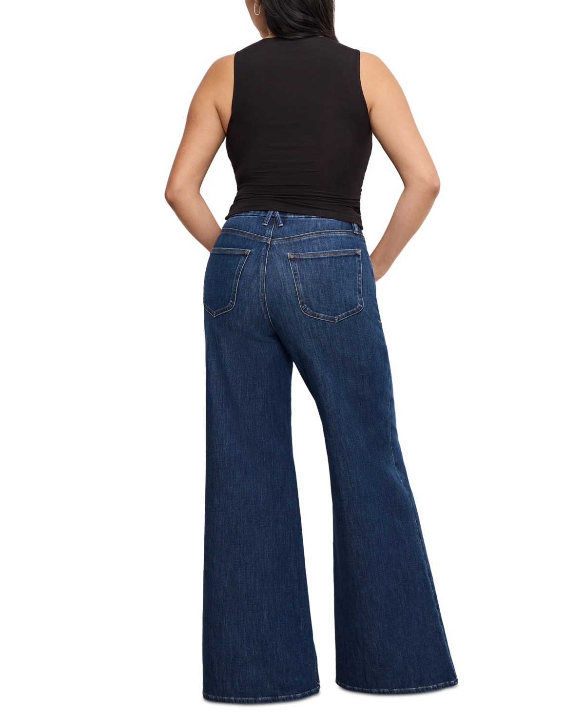 Shop Good American Women's Soft-tech Good Waist Palazzo Jeans In Indigo