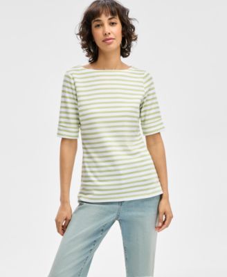 Style & Co - Women's Movement Stripe Boat-Neck Top