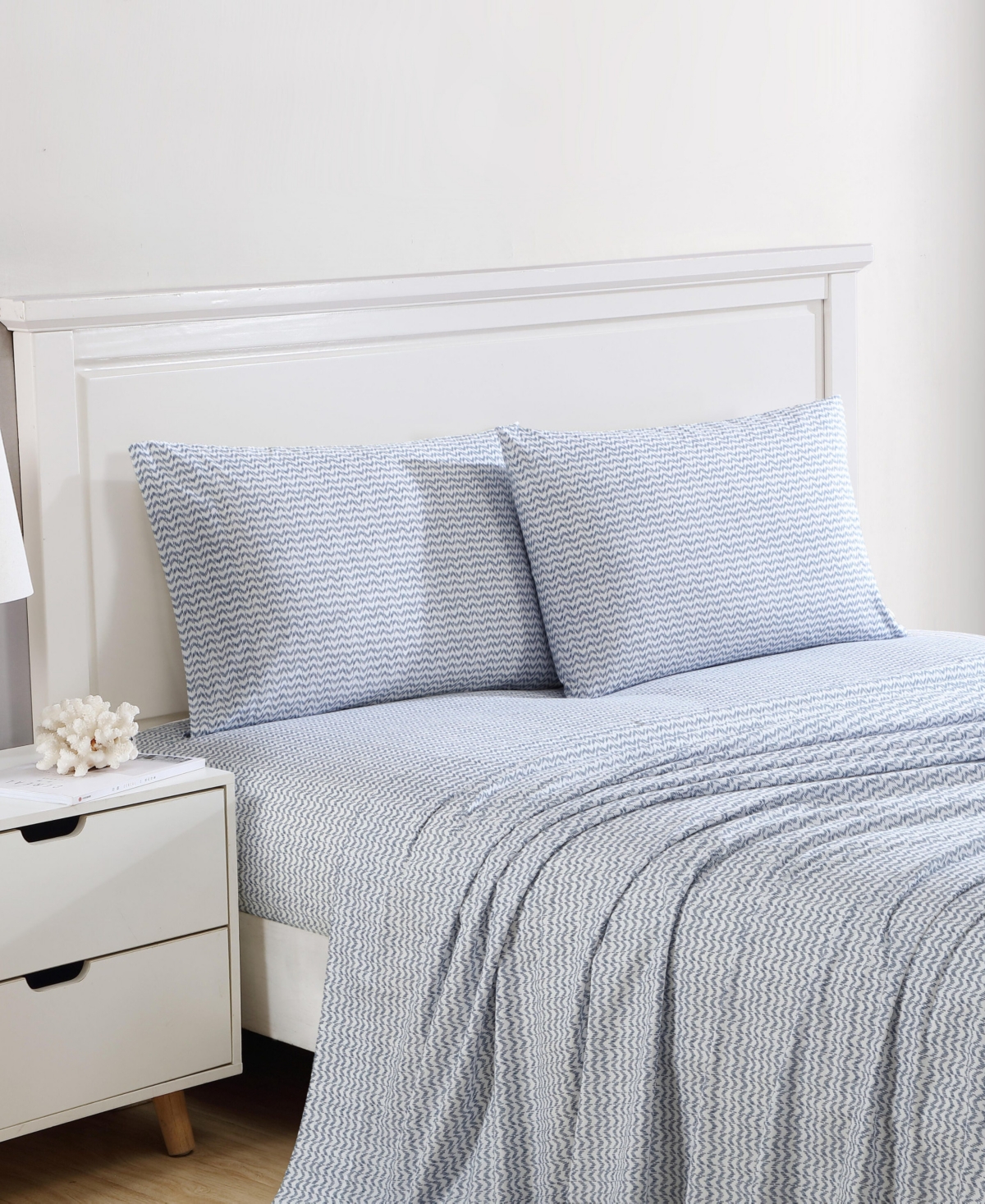 Nautica Ikat Wave 200 Thread Count Cotton Percale Sheet Set In Ikat Wave Blue