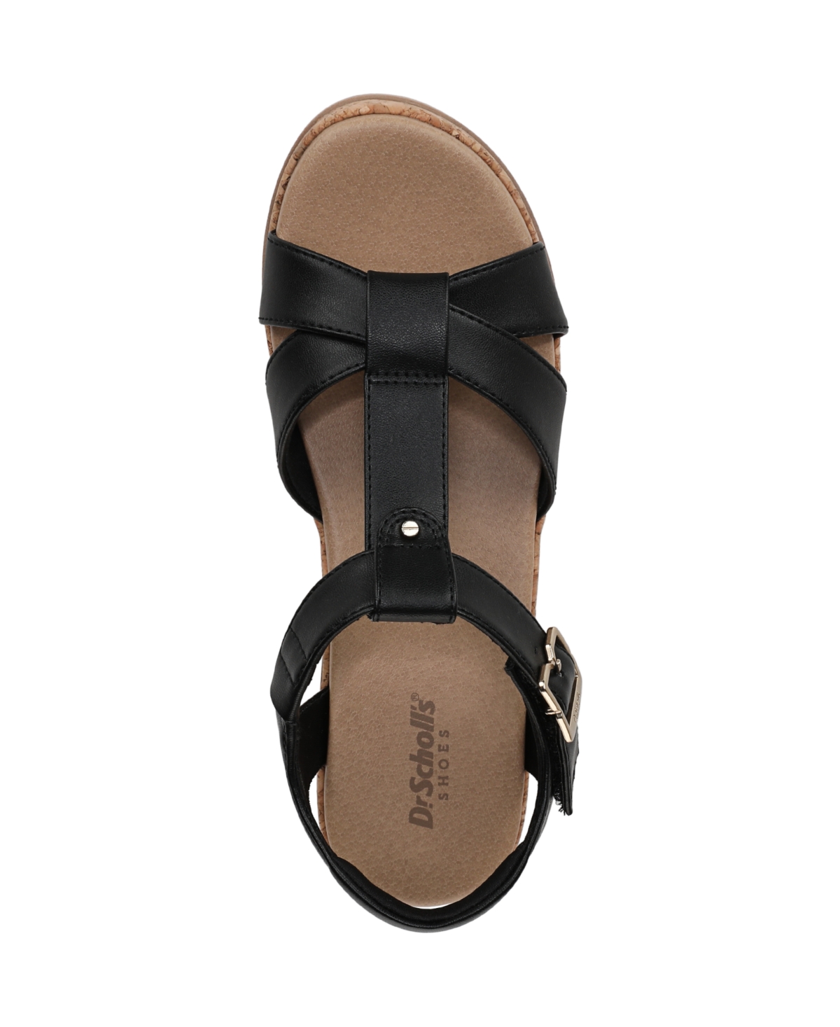 Shop Dr. Scholl's Women's Once Again T-strap Wedge Sandals In Black Faux Leather