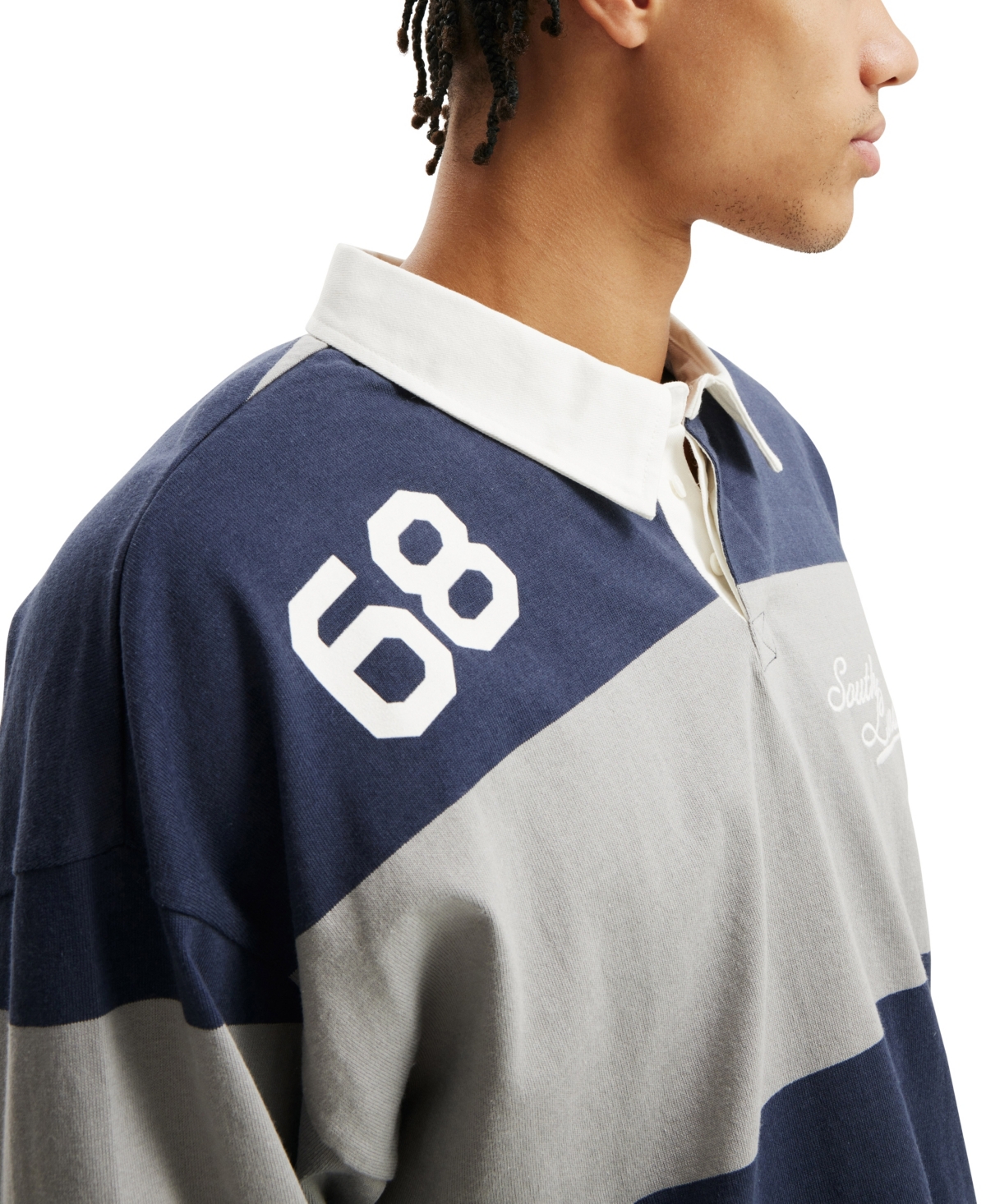 COTTON ON MEN'S BOX FIT RUGBY LONG SLEEVE POLO SHIRT 