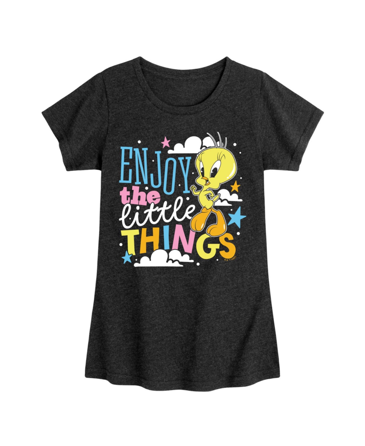 Looney Tunes Big Girls Tweety Bird Enjoy The Little Things Graphic Short Sleeve T-shirt In Black