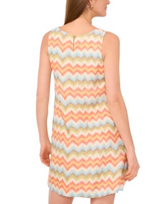 Women's Sleeveless Square Neck Chevron Mini Dress