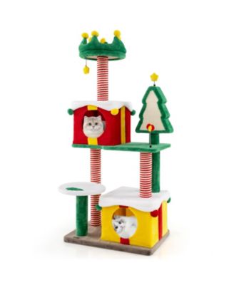 Cute Christmas Cat Tree with Scratching Posts & Carpet Festive Cat Tower for Indoor Cats