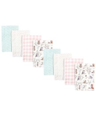 Hudson Baby Girls Gentle Cotton-Blend Flannel Burp Cloths Value Set - Enchanted forest 8-pack 20$