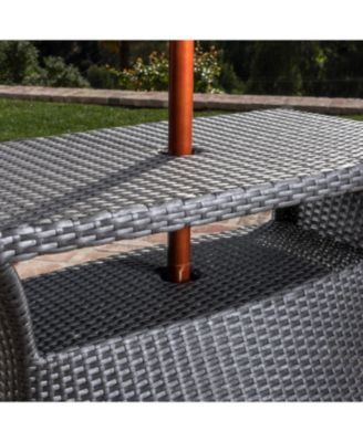 Streamdale All-in-One Outdoor Side Table with Umbrella Hole and Storage Shelf