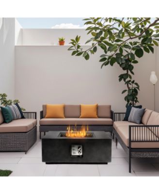 Streamdale Outdoor Fire Pit Table, 35" Square Stone, 50,000 BTU Burner, Free Lava Rocks and Cover