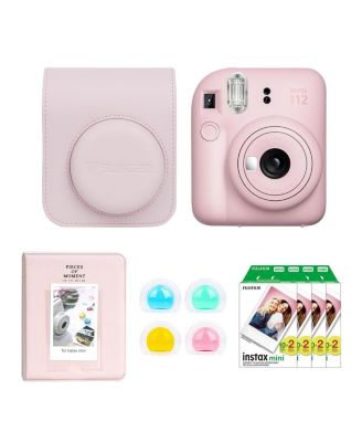 Instax Mini 12 Instant Film Camera, Clay White Bundle with Instax Mini Custom Case, Accessory Kit and Daylight Film