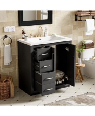 30" Freestanding Bathroom Vanity with Ceramic Sink and Storage Cabinet