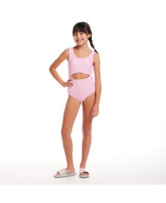 Toddler/Child Girls Cutout One Piece Smiley Print Swimsuit