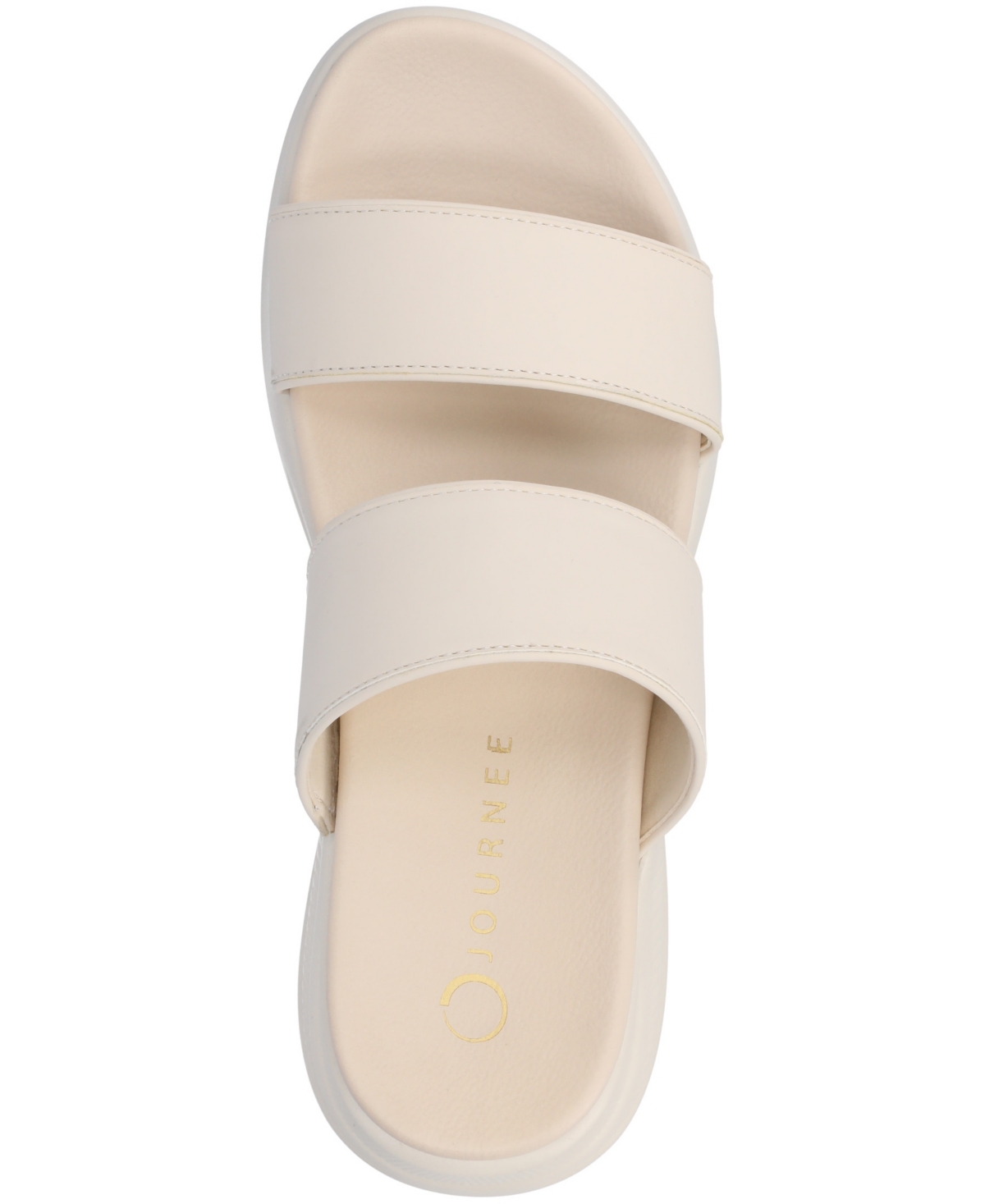 Journee Collection Women's Janis Double Band Comfort Wedge Sandals In Bone