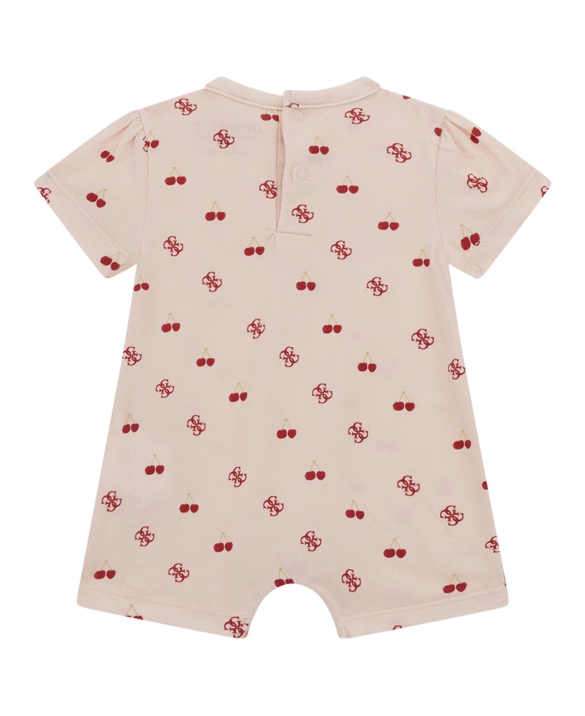 Guess Baby Girls Stretch Jersey Printed Shortall In Pink