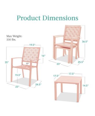 3-Piece Stackable Patio Bistro Set, Outdoor Chat Furniture w/ 2 Chairs, Table