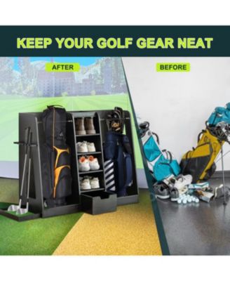 Streamdale 55" Wooden Golf Bag Organizer with Storage Drawers and Club Holders