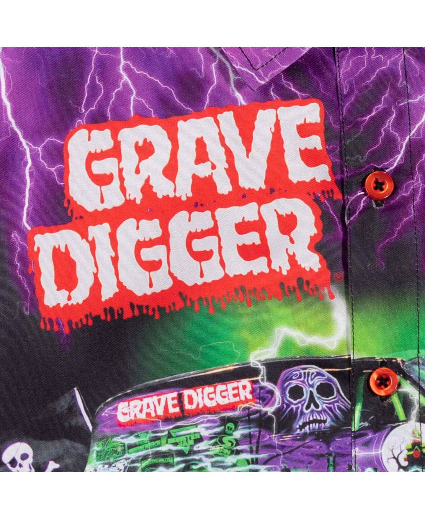 Рубашка Monster Jam Grave Digger Hawaiian Button Down Dress Shirt для мальчиков, цвет: Фиолетовый / Зелёный — фото 6