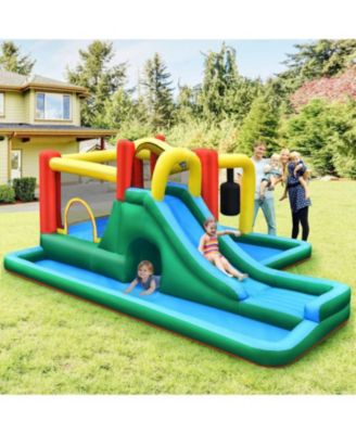 Inflatable Water Slide Bounce House with Climbing Wall & Tunnel Fun Outdoor Playset for Kids