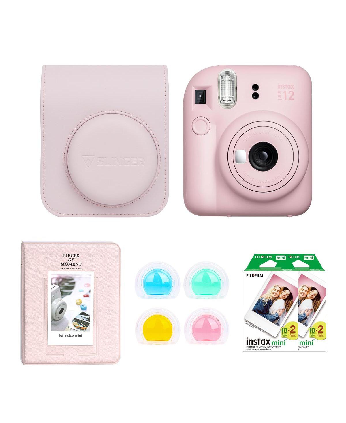 Fujifilm Fujifilm Instax Mini 12 Instant Film Camera, Lilac Purple Bundle with Instax Mini Custom Case, Accessory Kit and Daylight Film, 2x Twin Pack