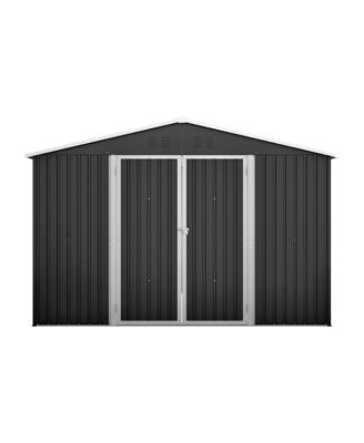 10x10 FT Outdoor Metal Storage Shed with Lockable Doors and Frame