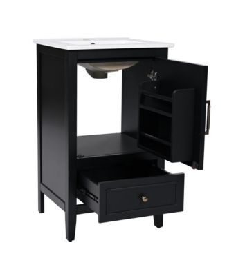  20" Black Vanity with Sink, Cabinet Door & Drawer