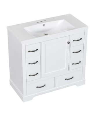 36" Bathroom Vanity with Sink Combo, Six Drawers, Multi-Functional Drawer Divider, Adjustable Shelf
