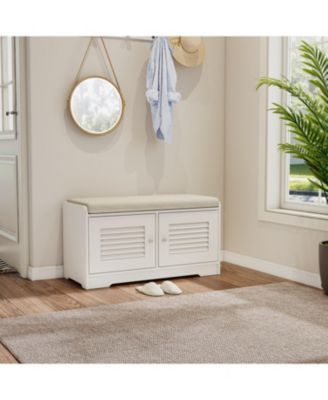 Streamdale 28" Shoe Storage Bench with Cushion and Adjustable Shelves