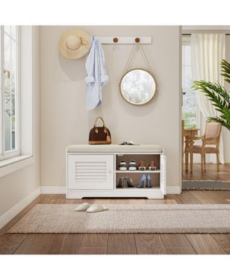 Streamdale 28" Shoe Storage Bench with Cushion and Adjustable Shelves