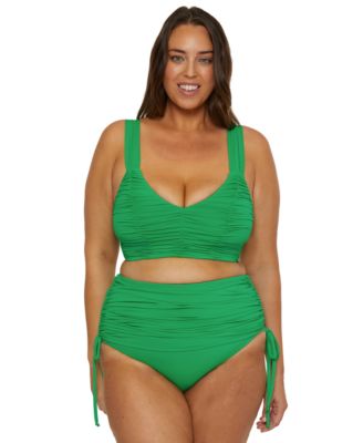 Plus Size Color Code Shirred Halter Bikini Top