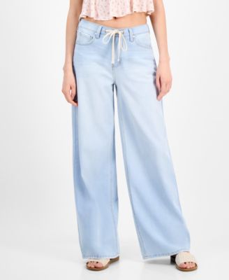 Juniors' Drawstring-Waist Wide-Leg Jeans