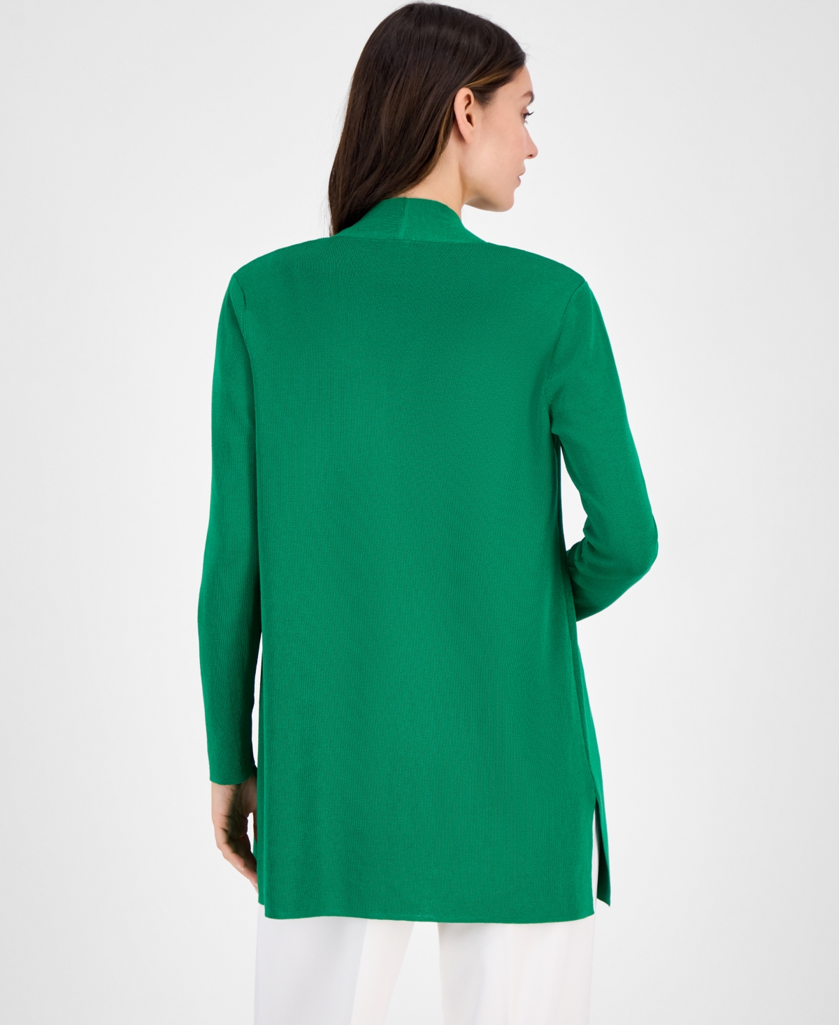 Shop Anne Klein Women's Napa Fine Rib Pocket Cardigan In Tropical Green