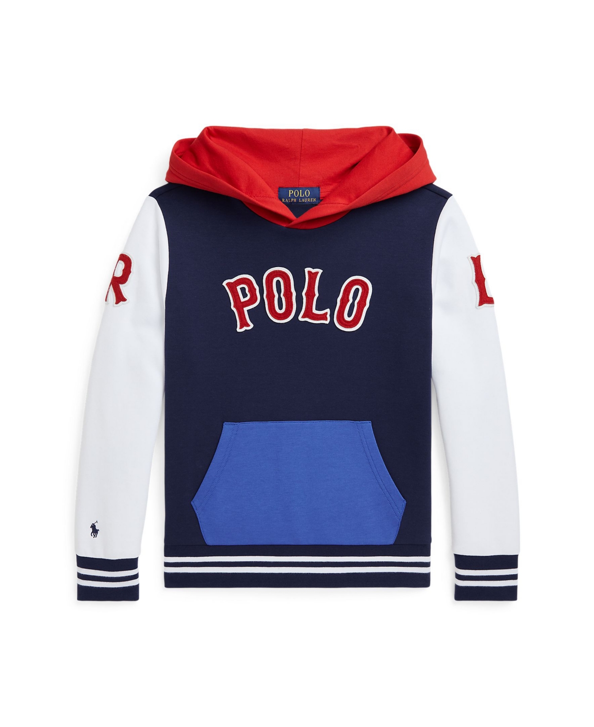 Polo Ralph Lauren Big Boys Baseball-logo Double-knit Hoodie In Refined Navy Multi