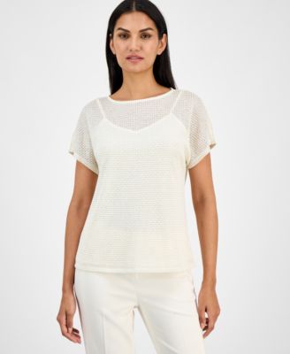 Anne Klein - Petite Boat-Neck T-Shirt