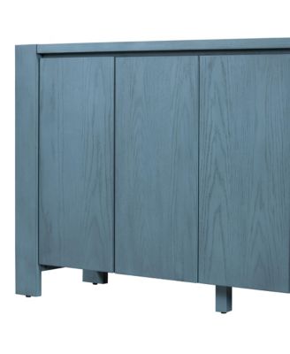 Streamdale Retro 4-door Sideboard with Distressed Finish and Adjustable Shelves for Dining Room, Kitchen, and Living Room (Navy)