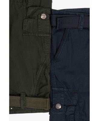 Big Boys 2 Pack Combo Belted Twill Cargo Shorts 8-18