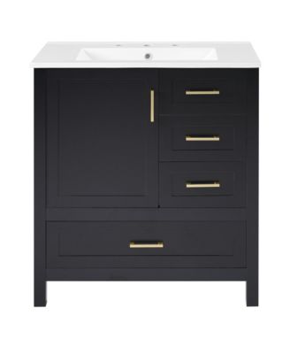 Streamdale 30" Black Bathroom Vanity with Soft-Close Storage