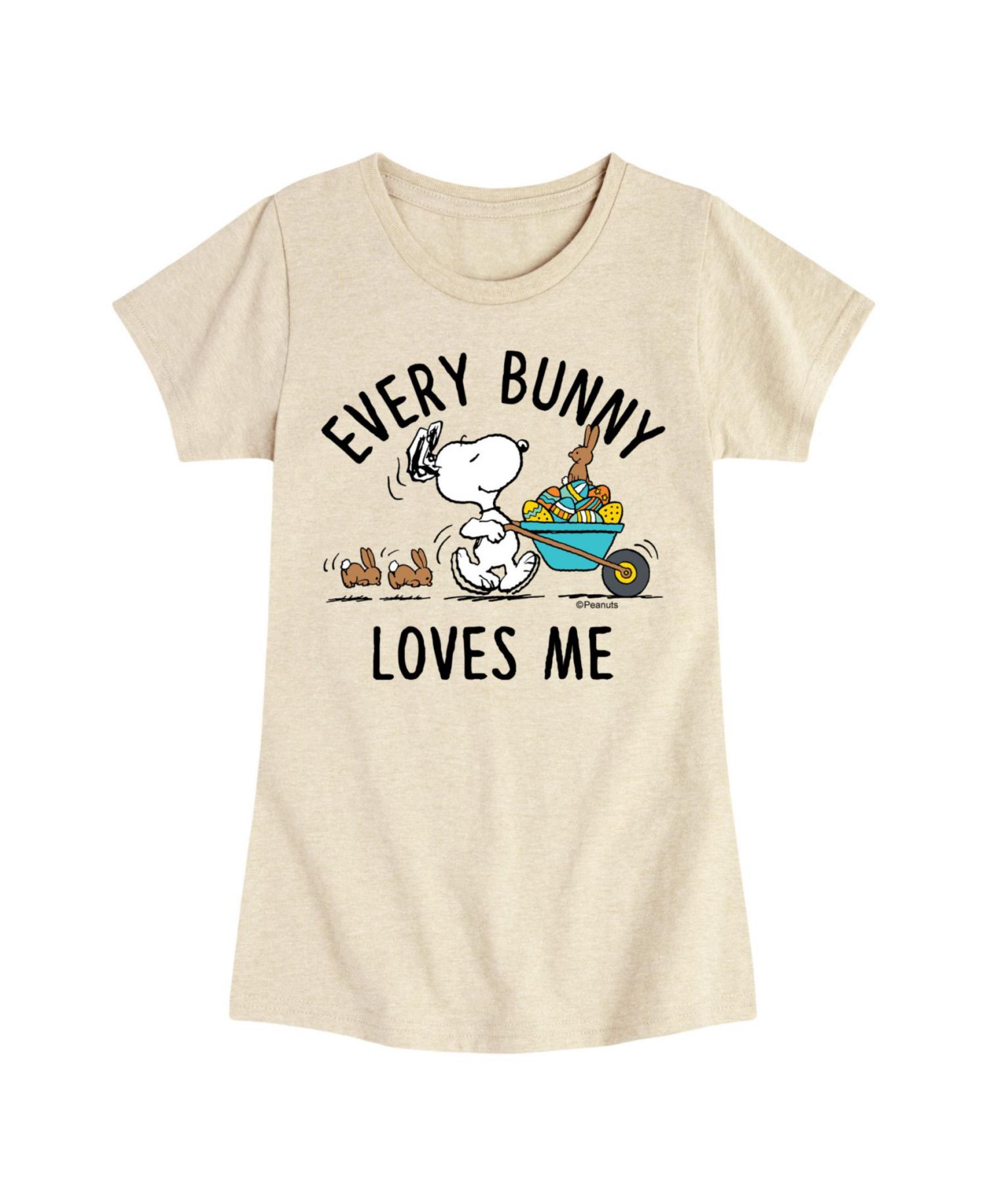 Big Girls Snoopy Easter Every Bunny Loves Me Graphic Short Sleeve T-Shirt