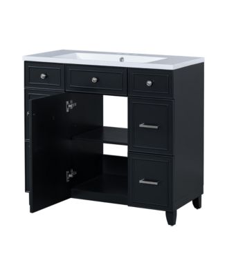 36" Vanity Set with Sink Black Shaker, Soft Close