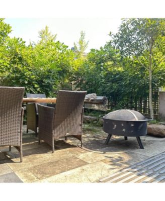 Streamdale Fire Pit 32 Inch Outdoor Wood Burning Firepit with Screen Patio round about the moon and stars