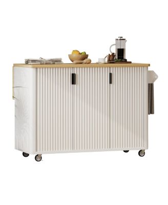 Farmhouse Kitchen Island on Wheels with Storage