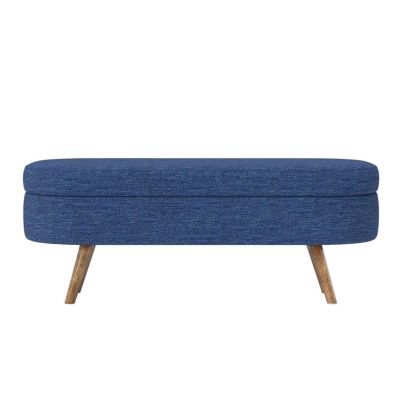 Ottoman Oval Storage Bench,Rubber Wood Legs,BLUE(43.5"x16"x16")