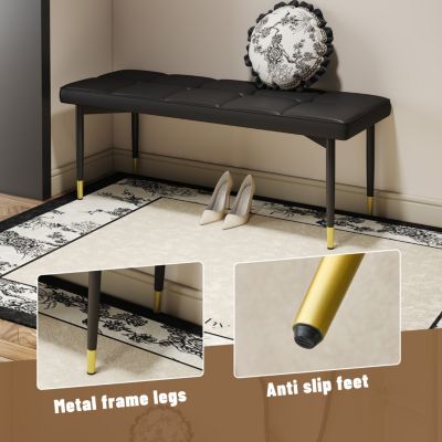 47" Faux PU & Metal Shoe Bench