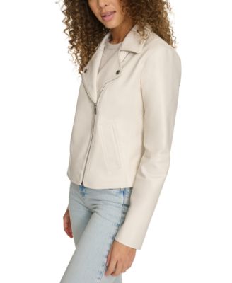 Women's Faux-Leather Asymmetric-Zip Moto Jacket