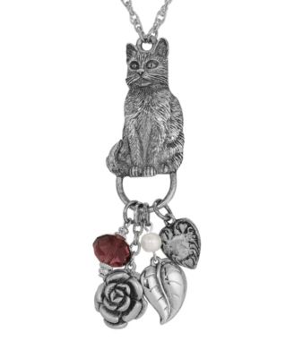 Cat Charm Holder Glass Bead Necklace