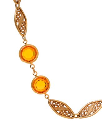 Topaz Crystal Filigree Station Necklace